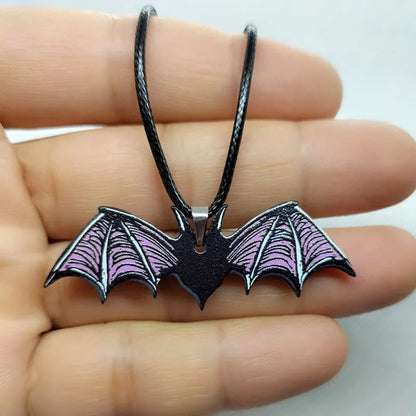 Yungqi Acrylic Bat Pendant Necklaces for Women Girl Minimalist Rope Chain Choker Halloween Animal Necklace Jewelry Collier