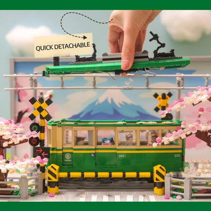 1921PCS Kamakura Train Building Blocks Japanese Street View Classic Anime Scene Model Bricks Set With Mini Figures Kids Toy Gift