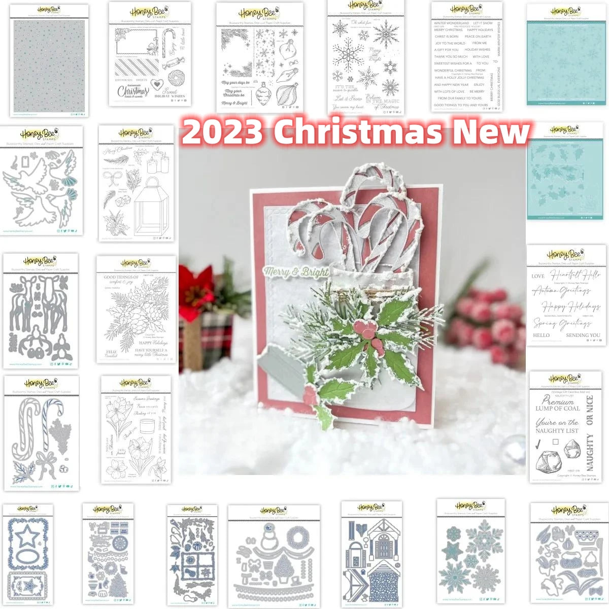 2023 Winter Christmas Wishes New Metal Cutting Dies Clear Stamps Stencil For Scrapbook Diary Cut Template DIY Make Card Album