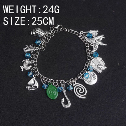 Anime Moana Series Bracelet Fishhook Mosquito Coil Conch Seagull Sailboat Charm Bracelets for Women Men Gift Accessories