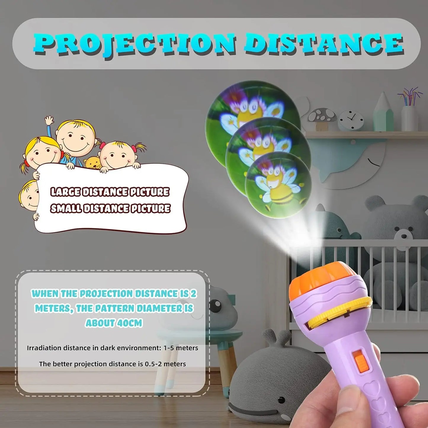 Flashlight Projector Torch Lamp Toy Early Education Cognition Before Bedtime Story Book Puzzle Toys Sleeping Story Book