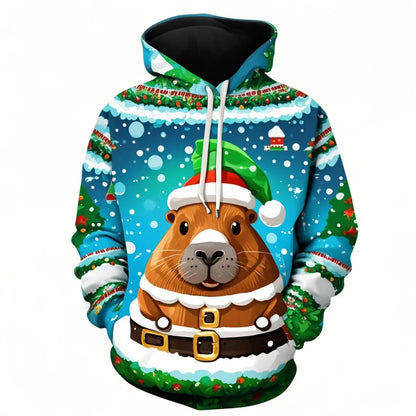 Harajuku New 3D Printing Cute Animals Capybara Hoodies For Men Women Clothing Funny Christmas Hooded Hoody Kid Sweatshirts Top