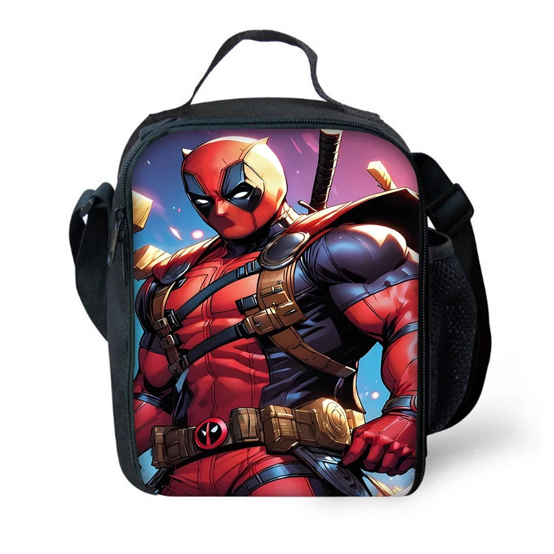 Child Schoo Deadpools Super Heroes Backpack with Lunch Bags ,Pencil Bags ,School Bags for Boys Girls Best Gift