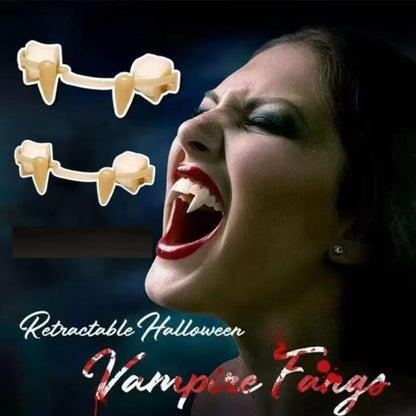 Retractable Vampire Teeth Dentures Fangs Halloween Cosplay Vampire Fangs Dentures Zombie Teeth Prop Halloween Party Decoration