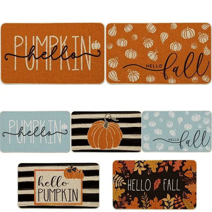 Hello Pumpkin Fall Doormat Autumn Home Decor Rug Harvest Thanksgiving Carpet for Bedroom Living Room Kitchen Entrance Door Mat