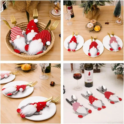 Christmas Rudolph Cutlery Sets Party Cutlery Sets Gnome Cutlery Holder Christmas Table Decoration Gnome Cutlery Holder Set