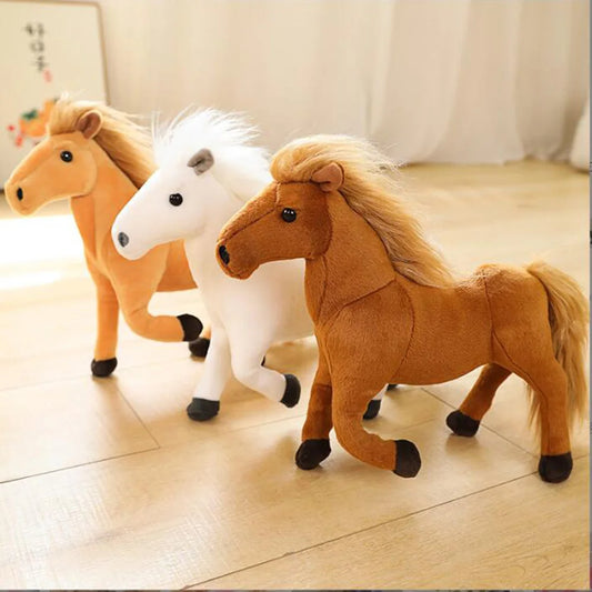 Cartoon Simulation White Black Horse Stuffed Children Plush Toy pony doll Christmas birthday gift