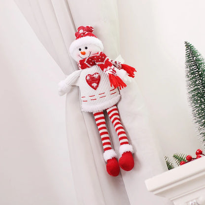 Christmas Curtain Buckle Elk Santa Snowman Dolls Xmas Tree Ornament 2024 Merry Christmas Decoration for Home 2025 New Year Gift