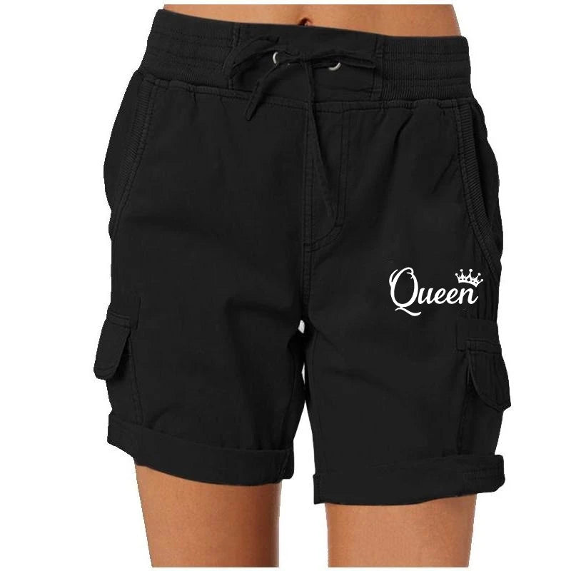 Fashion Queen Printed Women's Cargo Shorts Stretch Golf Active Shorts Work Shorts Outdoor Summer Shorts with Pockets