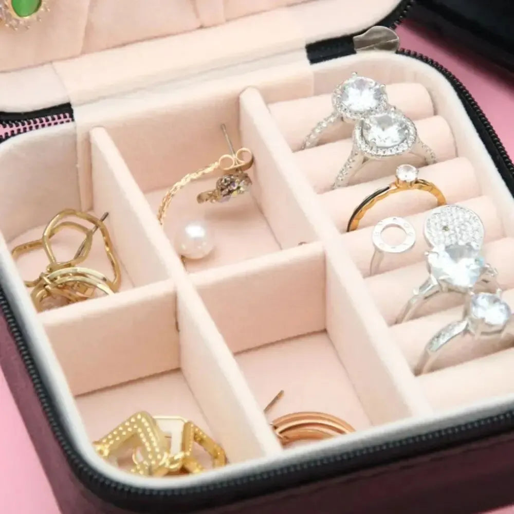 Mini Jewelry Storage Box Portable Home Travel Earrings Necklace Storage Case for Women Ring Organizer PU Leather Display Case