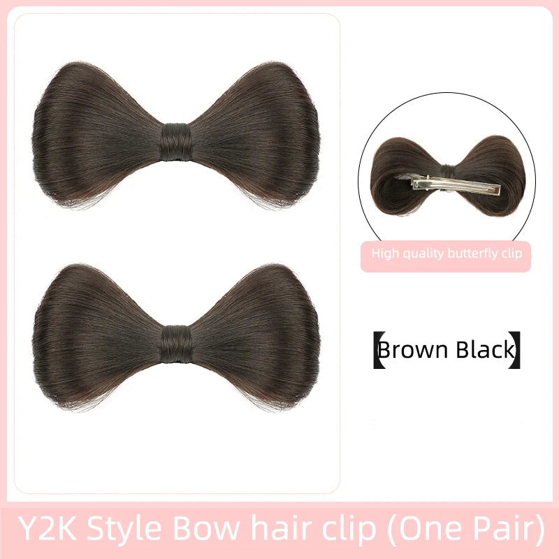 Synthetic Bow knot clip hair bun set clip style hair extensions hair chignons Chicken Feather Claw Double Ball Hair Bag