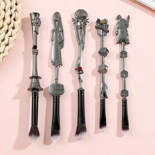 5pcs/set The Nightmare Before Christmas Makeup Brushes Movie Makeup Brush Set for Women Girls Halloween Gift Anime Makeup