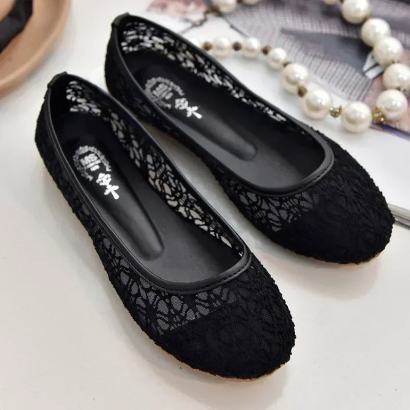 2024 New Women Flats Shoes Ballet Flats Fashion Bow-Knot Women Shoes Slip On Cut Outs Flat Sweet Hollow Summer Female Shoes