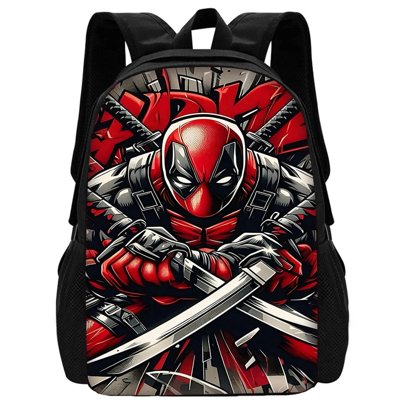 Child Schoo Deadpools Super Heroes Backpack with Lunch Bags ,Pencil Bags ,School Bags for Boys Girls Best Gift