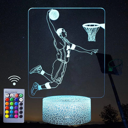 Children's Basketball Night Light 3D Illusion Light 16 Color With Remote Control LED Light Dimmable Christmas Gift