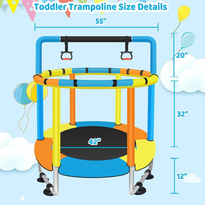 Trampoline for Kids Ages 1-8, 55'' Small Trampoline with Safety Enclosure Net, Indoor & Outdoor Baby Mini Trampolines, No-Gap