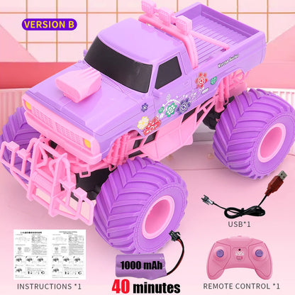 Pink RC Car Off-Road Big Wheel Electric Drive High Speed Purple 2.4G Remote Control Car Girls Trucks Toys for Children Christmas