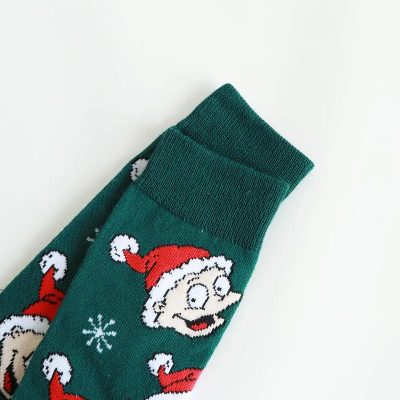 Unisex Christmas Socks Mid Calf Socks Cute Father Christmas Men's Cotton Socks Warm and Comfortable