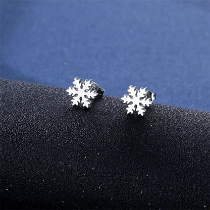 NEW Christmas Decoration Earrings Snowflake Necklace Stainless Steel Frozen Elsa's Jewelry Set Gift for Kids Girl Winter