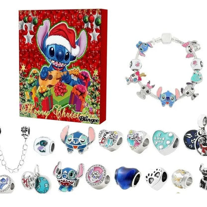 Disney Lilo&Stitch Mickey Christmas Advent Calendar Random Box 24 Days Xmas Countdown Calendar DIY Bracelet Making Kit Gift