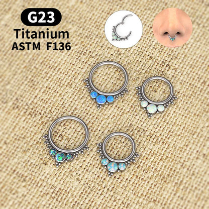 G23 Titanium Opal Nose Ring 8/10mm Septum Piercing Clicker Women Men Ear Cartilage Piercing Earring Body Jewelry