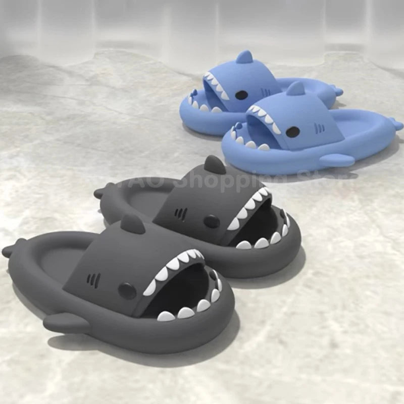 2024 Shark Slides Women Men Summer Shark Slippers Indoor Non-Slip Bathroom Shoes Women Flat Sandals Couple Beach Flip Flops