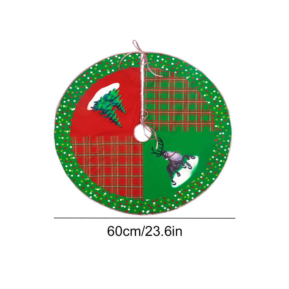 90/60CM Christmas Tree Skirts Santa Claus Printed Xmas Tree Bottom Decor Mat Christmas Tree Decoration Indoor Outdoor Decor