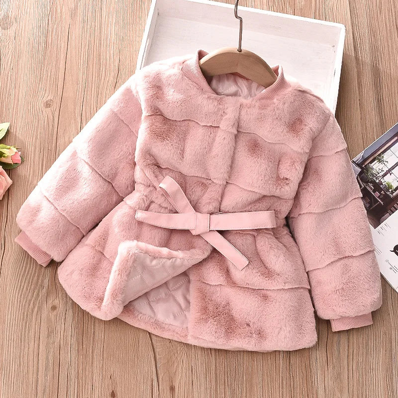 2023 Autumn Winter Faux Fur Coat For Girls Jacket Baby Snowsuit Christmas Princess Outerwear For Kids 1-5 Years Children Clothes