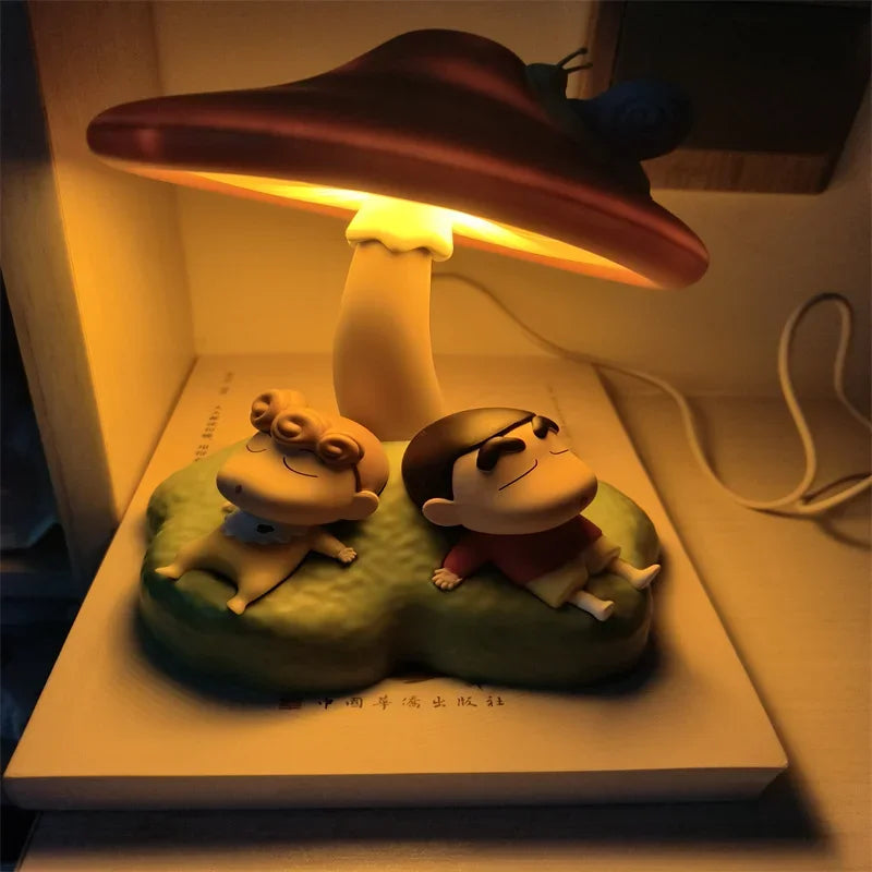 Authentic Mushroom Mood Lamp Crayon Shin-chan Pat Light Cute Bedside Light With Sleeping Night Light Children Gift Desk Decorate