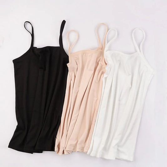 Summer Solid Camisole Tops Vest For Women White Black Basic Top Slim Sling Sleeveless Shirt Female Lady Stretch Fashion Tank Top