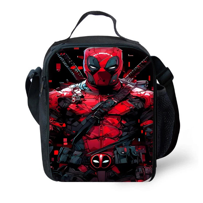 Child Schoo Deadpools Super Heroes Backpack with Lunch Bags ,Pencil Bags ,School Bags for Boys Girls Best Gift