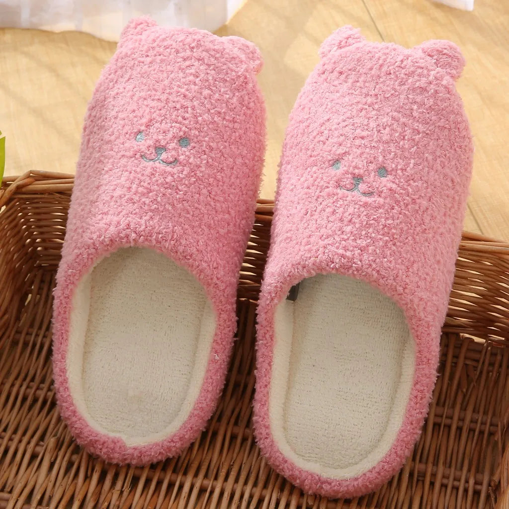 Cute Bear Women Furry Slippers Winter Autumn Spring Indoor Casual Snow Slippers Leisure Women House Comfortable Slippers