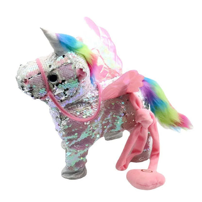 New Electric Walking singing Unicorn Plush Toy Stuffed Animal Pegasus Pony Toys 35cm Music Unicorn Toy for kids Christmas Gifts