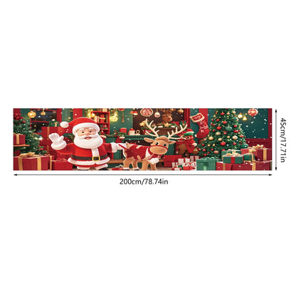 1 Piece (17*78 inches/45*200 cm), Polyester, Q Version Santa Claus Santa Claus  Merry Christmas Gateway Banner