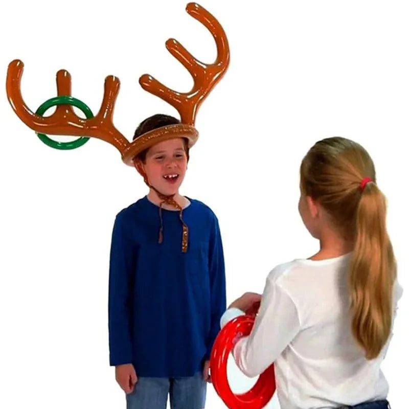 Christmas Game Inflatable Reindeer Antler Hat Ring Toss Kids Gifts Toys New Year Christmas Home Decoration Xmas Party Supplies