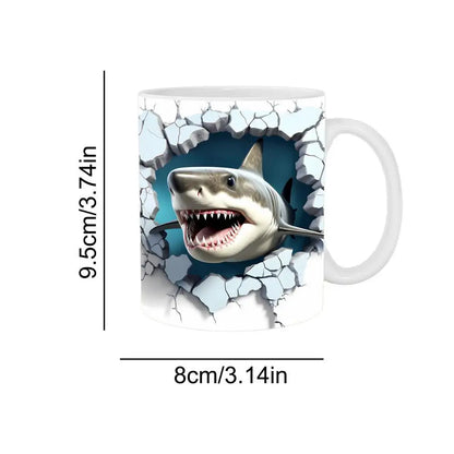 3D Shark Ceramic Mugs Ocean Ceramic Tea Cup Lovers Coffee Cup Christmas Gifts Creative Household kitchen Drinkware Accessories