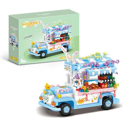 ToylinX 641PCS Building Blocks Mini Car Ice Cream Truck Model, Street View Series Christmas Xmas Best Gift for Girls with Box