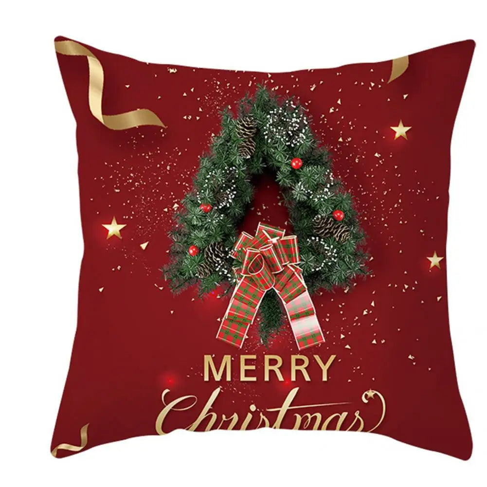 Useful Christmas Pillow Cover Smooth Christmas Pillowcase Breathable Christmas Sofa Chairs Pillow Cover  Skin-friendly