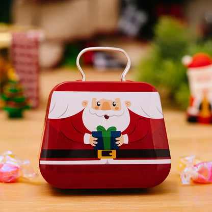 Christmas Tin Gift Box Metal Candy Box Square Candy Storage Containers for Holiday Xmas Supplies Happy New Year