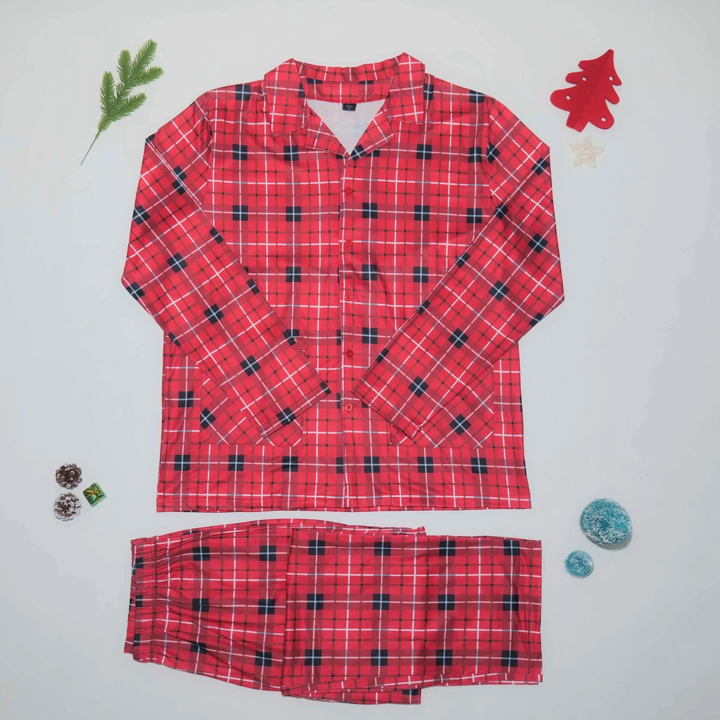 2024 Plaid Pattern Mom Dad Kids Matching Outfits Button Shirt+Trousers Clothing Set Boys Girls Christmas Pajamas Baby Romper Pjs