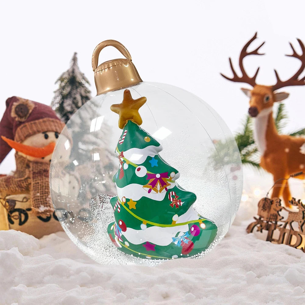 60cm PVC Inflatable Christmas Balls Toys Light Up Giant Christmas Inflatable Ball Xmas Tree Ornaments Christmas Decoration 2024