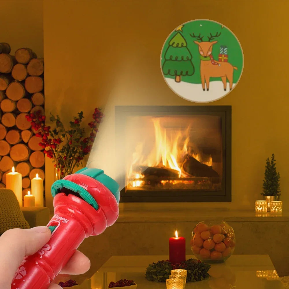 Festival Cartoon Santa Xmas Projector Flashlight Toys Kids Early Education Light Up Sleep Flashlight Baby Puzzle Christmas Gifts