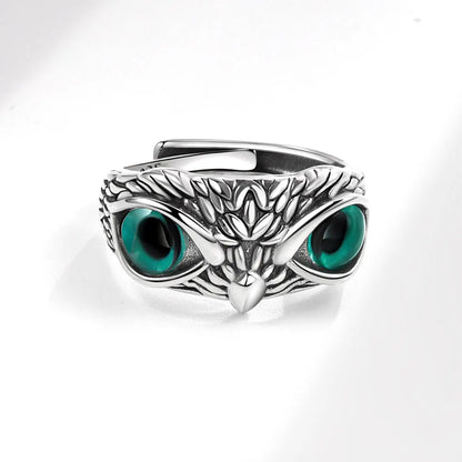 925 Sterling Silver Geometric Retro Owl Rings For Women Men Simple Korean Fashion Open Adjustable Handmade Ring Couple Gifts