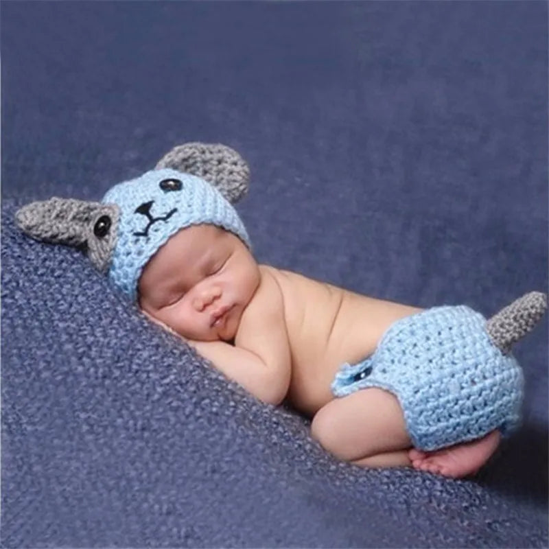 Animal Style Newborn Baby Crochet Halloween Costumes Photography Props Handmade Knit Mickey Outfit Sleepy Owl Frog Baby Gift