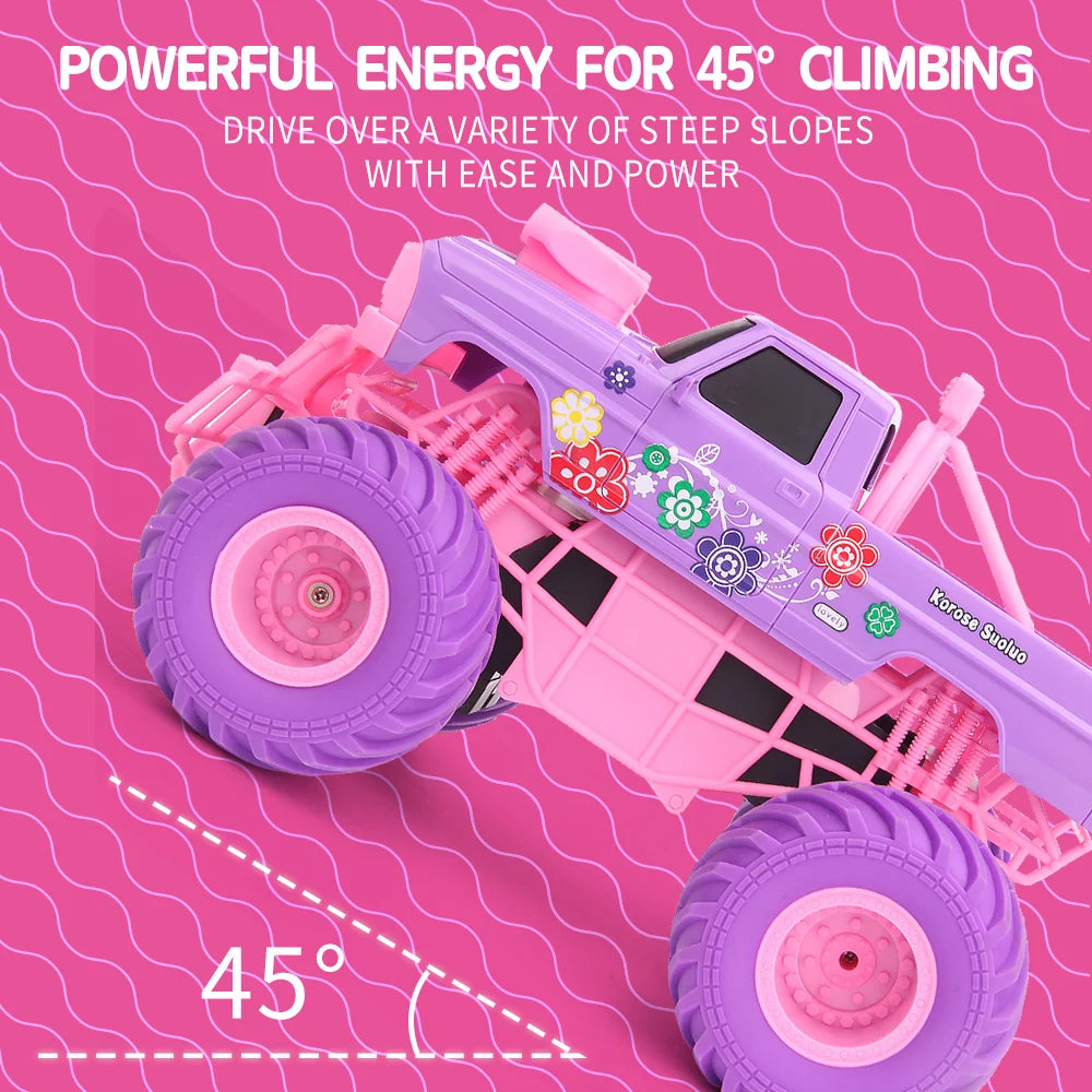 Pink RC Car Off-Road Big Wheel Electric Drive High Speed Purple 2.4G Remote Control Car Girls Trucks Toys for Children Christmas