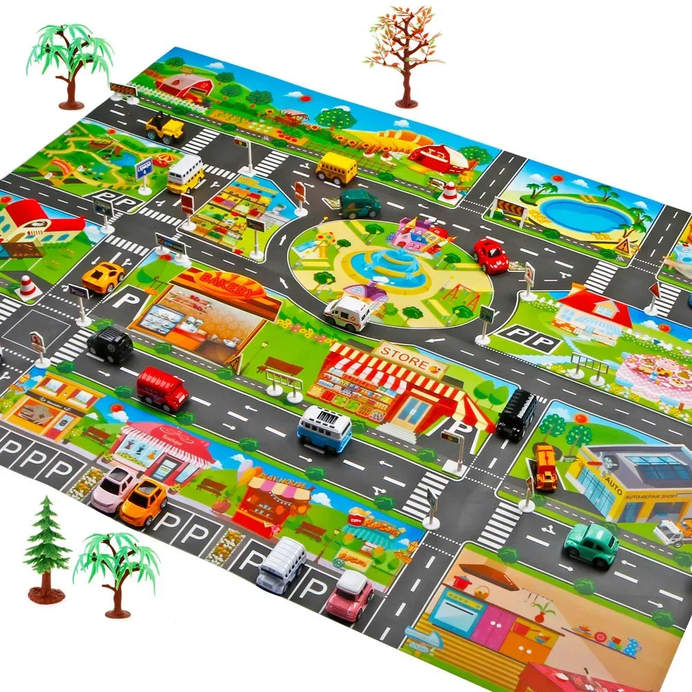 Road Mat Children Traffic Car Map Boy Girls Educational Toy Road Plastic Carpet Playmat for Baby Mats City Kids Toys Games Gifts