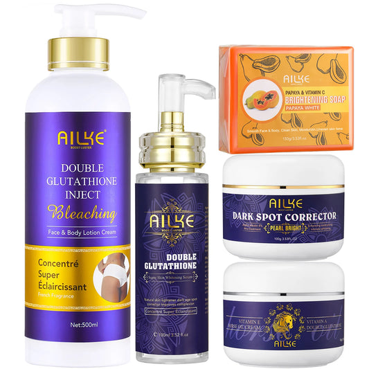 AILKE Glutathione 5-in-1 Women Skin Care Kit, With Body Lotion,  Serum, Stains Removal Cream, Body Cream, Brightening Soap