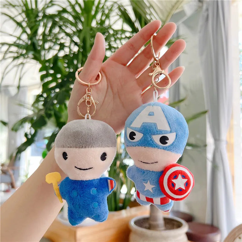 Disney Marvel Spiderman Figure Plush Keychain Toy Kawaii Hulk Iron Man Doll Soft Stuffed Toys Kids Plush Key Ring Christmas Gift