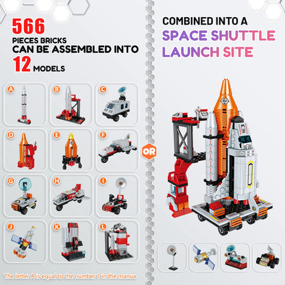 Space Exploration Shuttle Toys for 6 7 8 9 10 11 12 Year Old Boys 12-in-1 STEM Aerospace Building Kit Toy