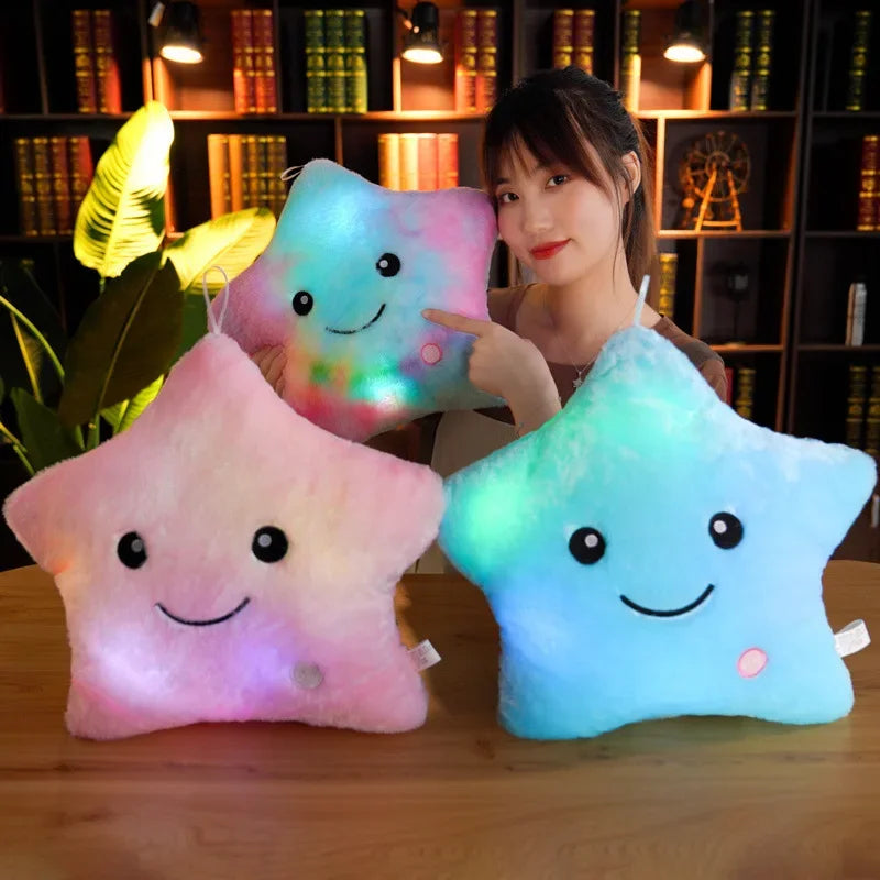 Cute Led Light Star Pillow Stuffed Soft Star Luminous Throw Pillow Cute Cushion With Colorful Light Child Girls Christmas Gift